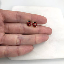 Load image into Gallery viewer, 18K Gold Layered Red &amp; Black Enamel Ladybug Design Plug Kids Earrings 21.0160/3
