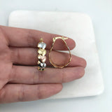 18K Gold Layered 20 mm Tri-Tone Heart Link Hoops 21.0300