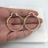 18K Gold Layered 34 mm Two Tone Cylinder Hoops with Elephant In The Middle 21.0340/1