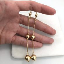 Load image into Gallery viewer, 18K Gold Layered Shoulder Duster Stud Ball Leverback Earrings 21.0380
