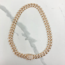 Load image into Gallery viewer, 18k Gold Layered 12mm Clear CZ Monaco Cuban-Link Style Open Box Closure Chain 73.0307-18,7.5
