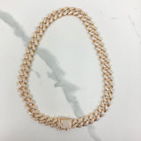 18k Gold Layered 12mm Clear CZ Monaco Cuban-Link Style Open Box Closure Chain 73.0307-18,7.5