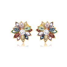 Load image into Gallery viewer, 18K Gold Layered Multi-Color Flower Design Push Back Earrings 21.0019/2/7/17/30/92/3 (More Colors)
