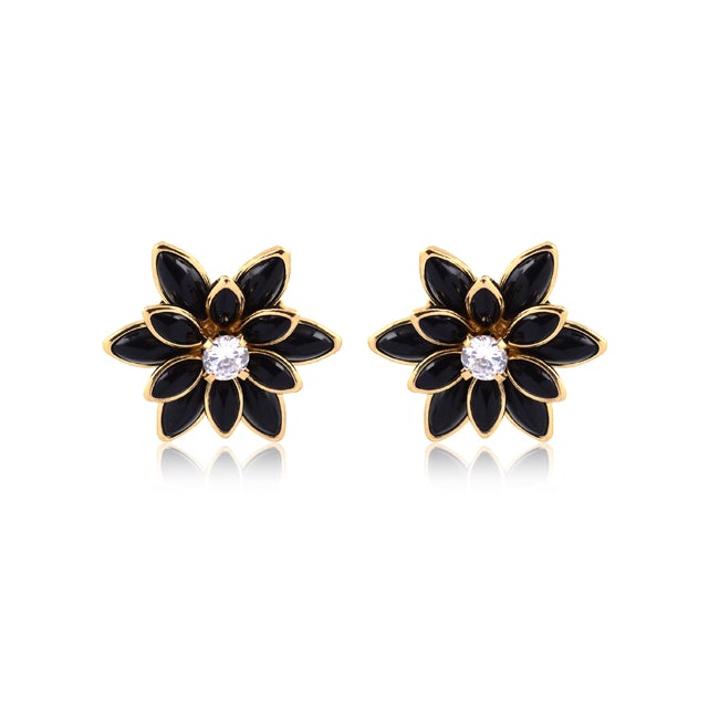 18K Gold Layered Multi-Color Flower Design Push Back Earrings 21.0019/2/7/17/30/92/3 (More Colors)