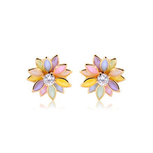 Load image into Gallery viewer, 18K Gold Layered Multi-Color Flower Design Push Back Earrings 21.0019/2/7/17/30/92/3 (More Colors)

