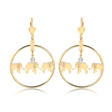 Load image into Gallery viewer, 18K Gold Layered Elephant Design with Cubic Zirconia, Dangle Earrings 21.0021/1
