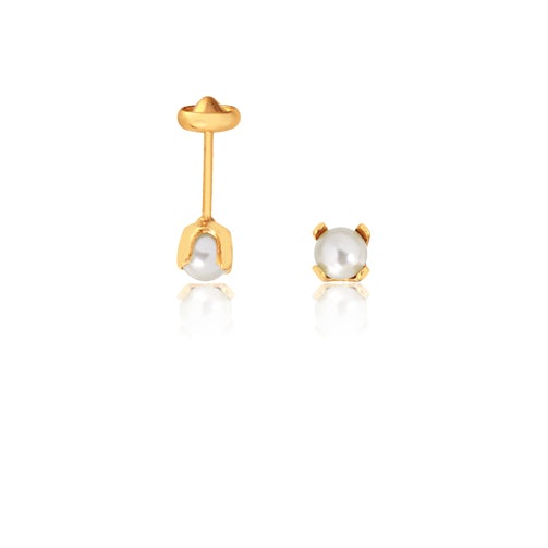 18K Gold Layered 5mm Pearl Stud Plugs Kids Earrings 21.0023/9