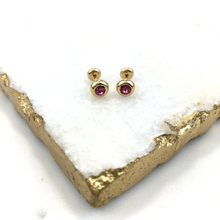 Load image into Gallery viewer, 18K Gold Layered Pink Cubic Zirconia Stud Plugs Kids Earrings 21.0024/7
