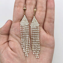 Load image into Gallery viewer, 18K Gold Layered Cubic Zirconia Tassel Fringe Dangle Earrings 21.0031/1
