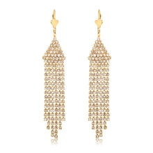 Load image into Gallery viewer, 18K Gold Layered Cubic Zirconia Tassel Fringe Dangle Earrings 21.0031/1
