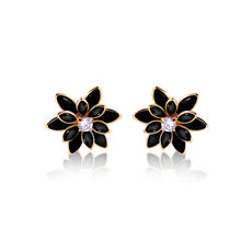 Load image into Gallery viewer, 18K Gold Layered MultiColor or Black Flower Design Push Back Earrings 21.0035/30/2
