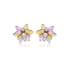 Load image into Gallery viewer, 18K Gold Layered MultiColor or Black Flower Design Push Back Earrings 21.0035/30/2
