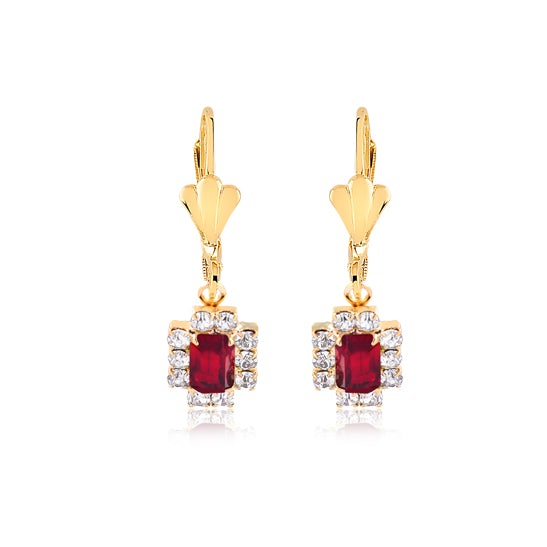 18K Gold Layered Multi-Color Cubic Zirconia Dangle Earrings 21.0052/2/3/5/7 (More Colors)