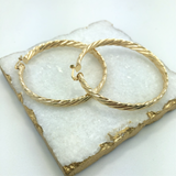 18K Gold Layered Twist 64mm Hoops 21.0063