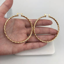 Load image into Gallery viewer, 18K Gold Layered Twist 64mm Hoops 21.0063
