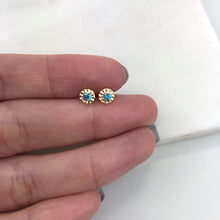Load image into Gallery viewer, 18K Gold Layered Blue Cubic Zirconia Plug Kids Earrings 21.0067/6
