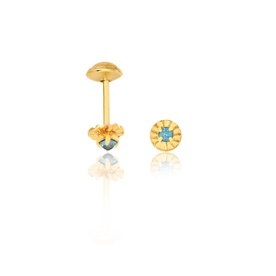 18K Gold Layered Blue Cubic Zirconia Plug Kids Earrings 21.0067/6