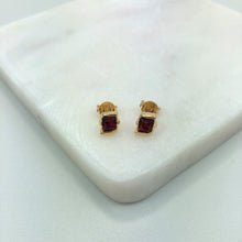 Load image into Gallery viewer, 18K Gold Layered Red Rhinestone Stud Earrings 21.0068/3
