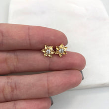 Load image into Gallery viewer, 18K Gold Layered Clear Cubic Zirconia Flower Design Kids Plugs Earrings 21.0069/1
