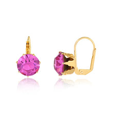 Load image into Gallery viewer, 18K Gold Layered Assorted Rhinestone Colors Leverback Earrings 21.0087/1/2/3/4/5/6/7/9
