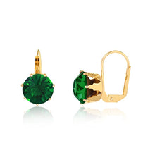 Load image into Gallery viewer, 18K Gold Layered Assorted Rhinestone Colors Leverback Earrings 21.0087/1/2/3/4/5/6/7/9
