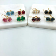 Load image into Gallery viewer, 18K Gold Layered Assorted Rhinestone Colors Leverback Earrings 21.0087/1/2/3/4/5/6/7/9
