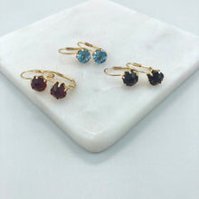 Load image into Gallery viewer, 18K Gold Layered Assorted Rhinestone Colors Stud Leverback Earrings 21.0090/3/4/6
