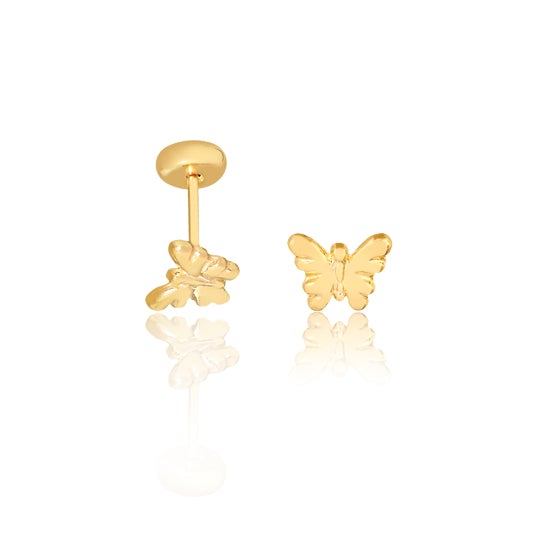 18K Gold Layered butterfly design, Plugs Kids Earrings 21.0091