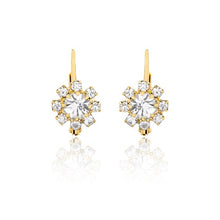 Load image into Gallery viewer, 18K Gold Layered Assorted Colors Flower Design Leverback Earrings 21.0108/1/2/3 (More Colors)
