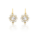 18K Gold Layered Assorted Colors Flower Design Leverback Earrings 21.0108/1/2/3 (More Colors)