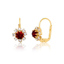 Load image into Gallery viewer, 18K Gold Layered Assorted Colors Flower Design Leverback Earrings 21.0108/1/2/3 (More Colors)
