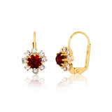 18K Gold Layered Assorted Colors Flower Design Leverback Earrings 21.0108/1/2/3 (More Colors)