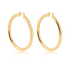 Load image into Gallery viewer, 18K Gold Layered Diamond Cutting Finish 59mm Hoops 21.0110
