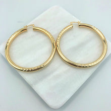 Load image into Gallery viewer, 18K Gold Layered Diamond Cutting Finish 59mm Hoops 21.0110
