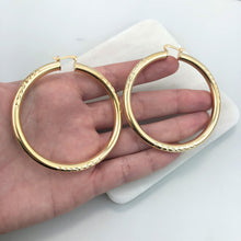 Load image into Gallery viewer, 18K Gold Layered Diamond Cutting Finish 59mm Hoops 21.0110
