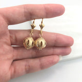 18K Gold Layered 12 mm Cut Out ball Leverback Earrings 21.0123