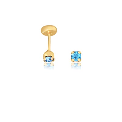 18K Gold Layered 2mm Blue Cubic Zirconia Plugs Kids Earrings 21.0126/6