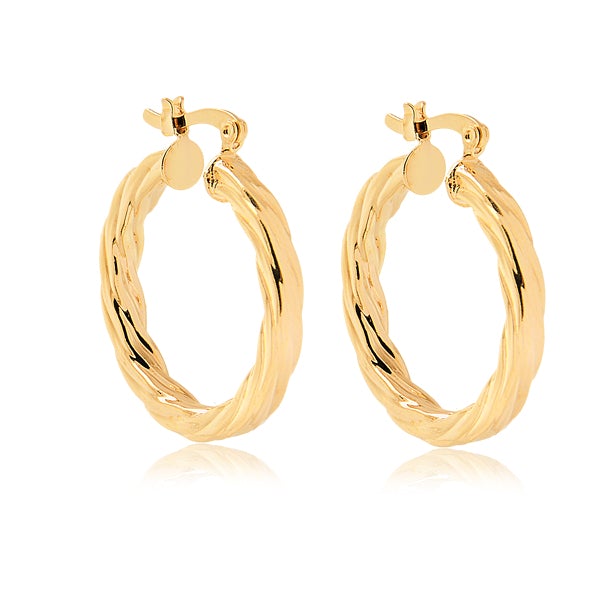 18K Gold Layered 25mm Twisted Hoops 21.0128