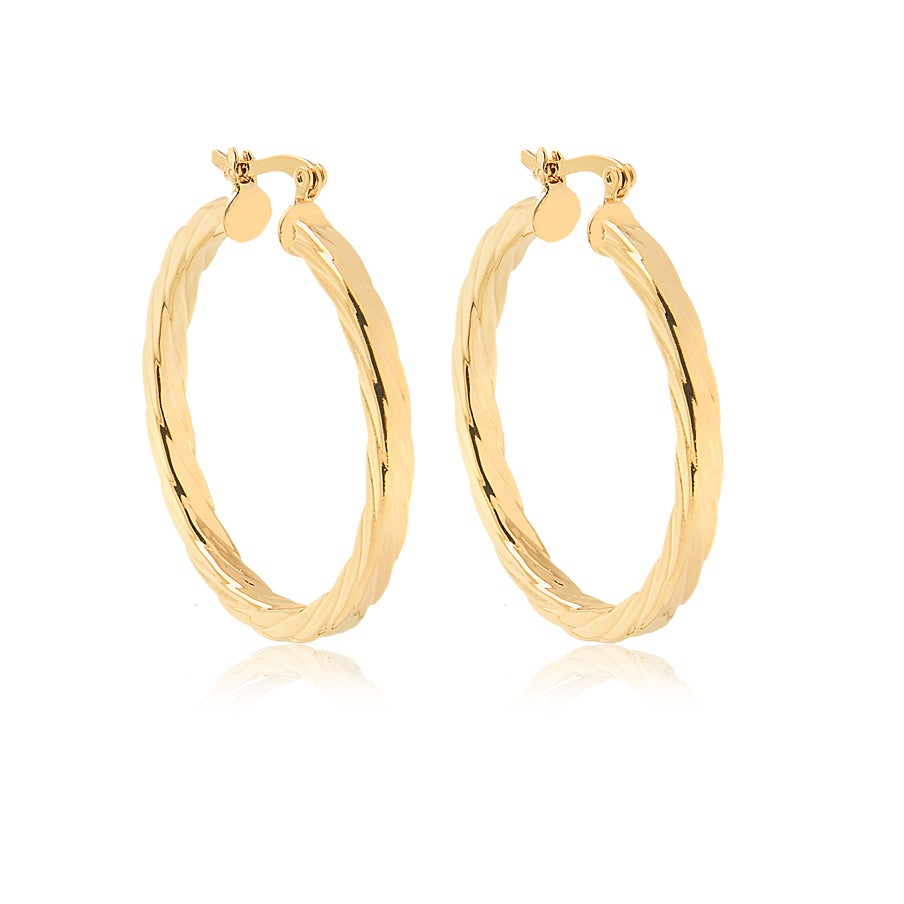 18K Gold Layered 35mm Twisted Hoops 21.0129