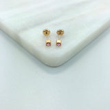 18K Gold Layered Kids Rhinestone Square Stud Plug Earrings 21.0138/1/7