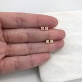 18K Gold Layered Kids Rhinestone Square Stud Plug Earrings 21.0138/1/7