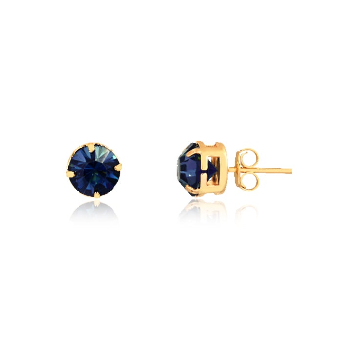18K Gold Layered Dark Blue Design Push Back Stud Earrings 21.0140/5