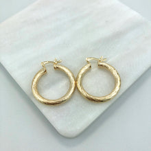 Load image into Gallery viewer, 18K Gold Layered 27 mm Cylinder Twisted Hoops 21.0142
