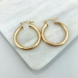 18K Gold Layered 31 mm Cylinder Twisted Hoops 21.0143