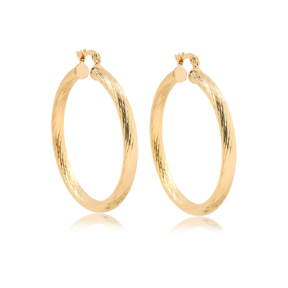 18K Gold Layered 31 mm Cylinder Twisted Hoops 21.0143