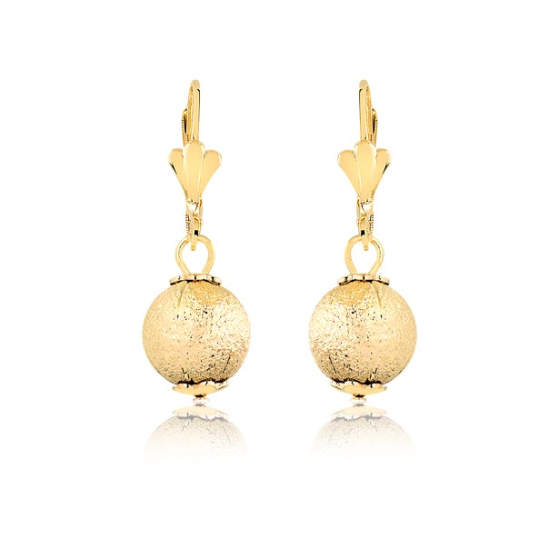 18K Gold Layered Textured Ball Leverback Earrings 21.0149