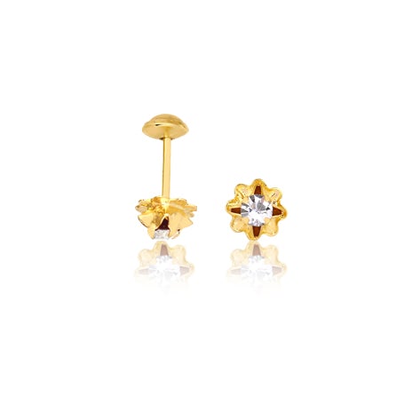18K Gold Layered Cubic Zirconia Plugs Kids Earrings with Star Shape 21.0153/1/7