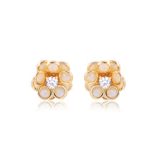 Load image into Gallery viewer, 18K Gold Layered Multicolor and Pearl Flower Design Push Back Earrings 21.0159/30/92
