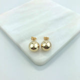 18K Gold Layered 11 mm Stud Ball Push Back Earrings 21.0161