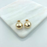 18K Gold Layered 13 mm Stud Ball Push-Back Earrings 21.0168